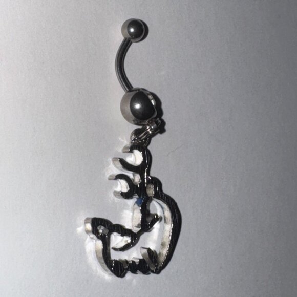 Navy Blue Buck and Doe Love Browning Dangle Belly Ring - Picture 14 of 16